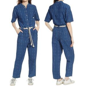 Adriano Goldschmied AG Emery Belt Cotton Jumpsuit Atlas Indigo Blue Womens Small